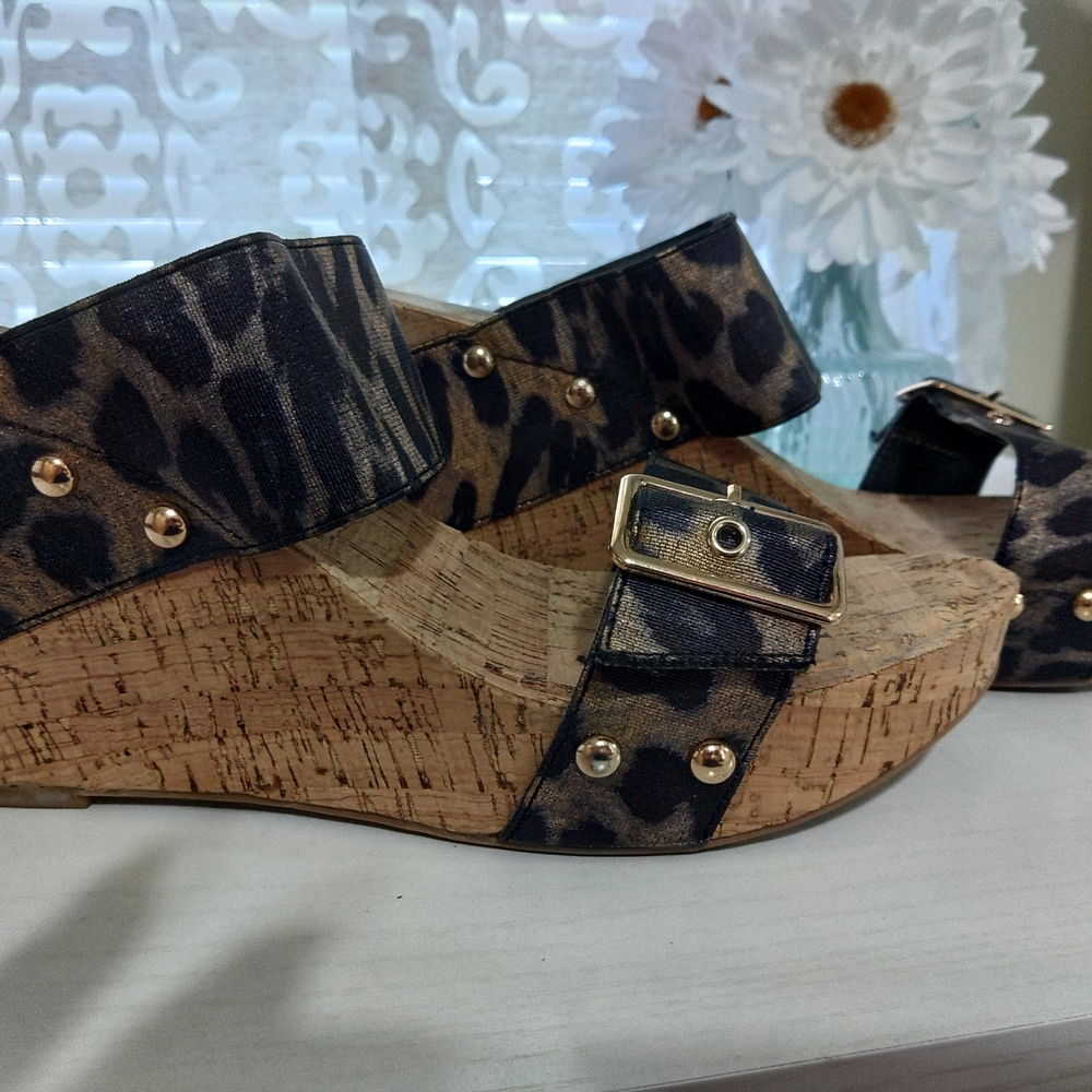 Leopard Print Wedge Sandals